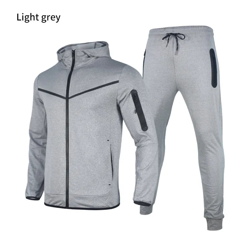 New Brand Men's Sports Suits Jackets Zip Hoodie and Pants Fashion Splicing Cotton Stretch Workout Clothes Premium Mens Wear